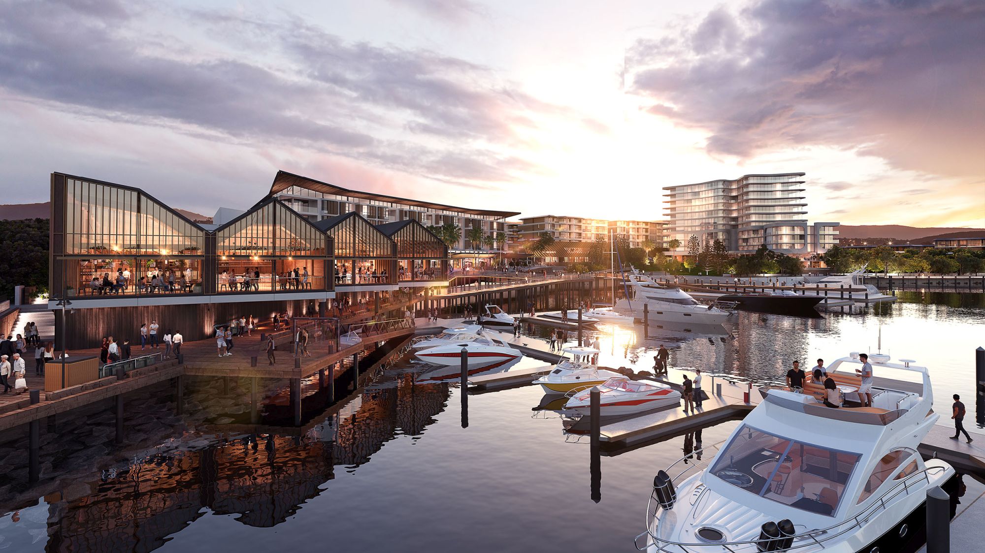 The Waterfront, Shell Cove harbour foreshore. Frasers Property Australia and Shellharbour Council.