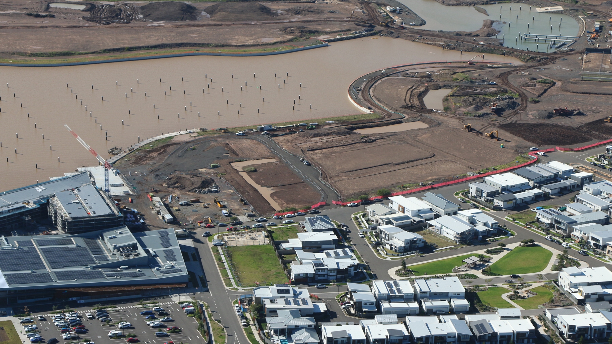 The Waterfront under construction, July 2020