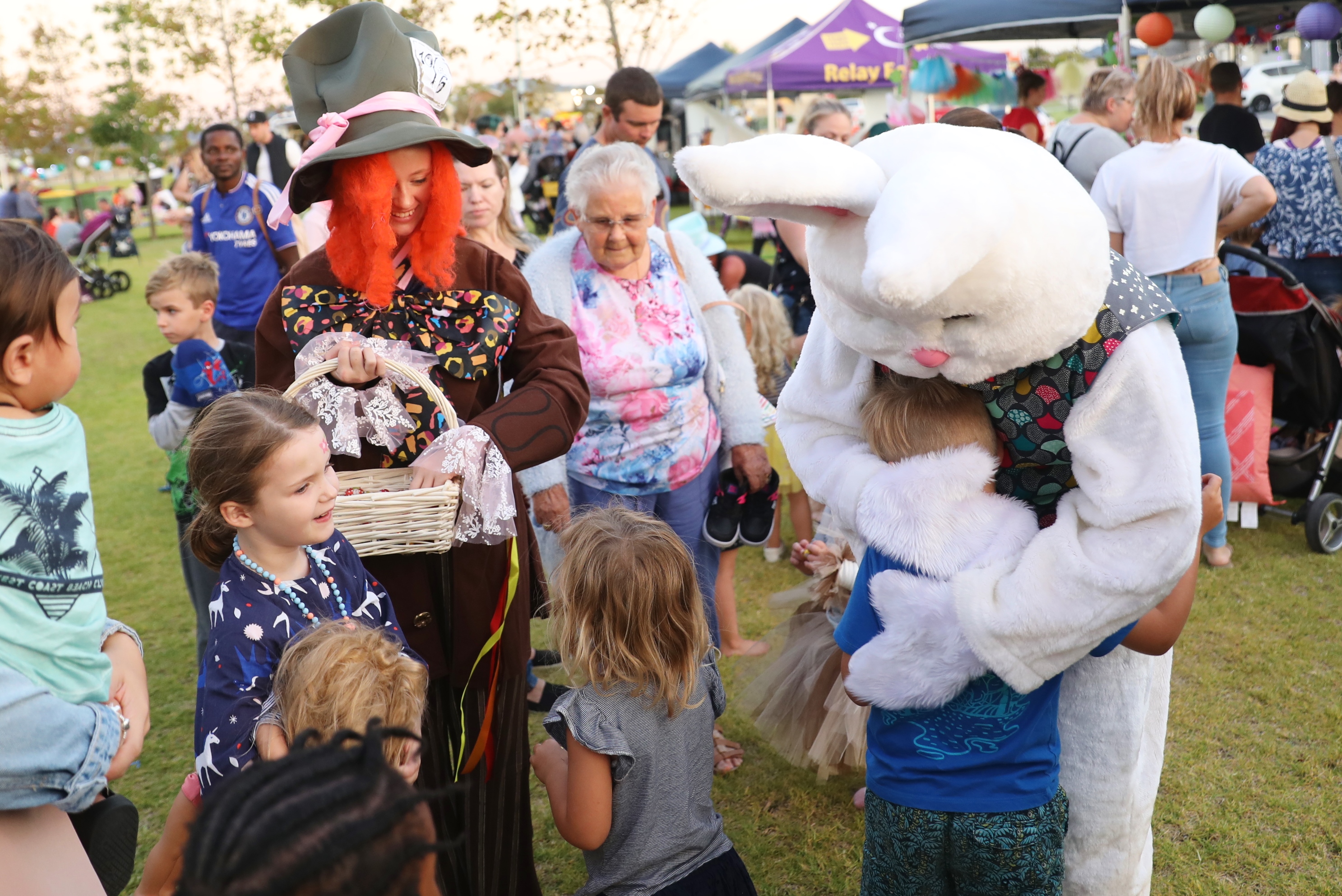 Easter Bunny and Alice with kids