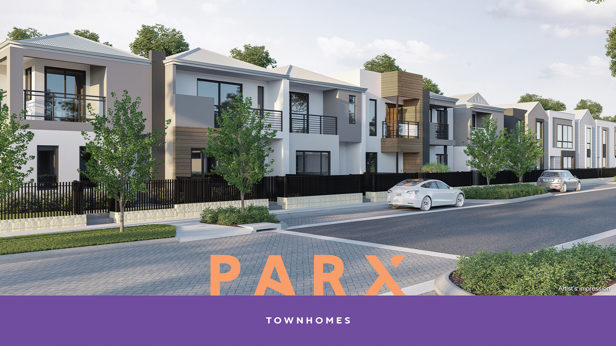 PARX Townhomes Streetscape Render - Artist's impression